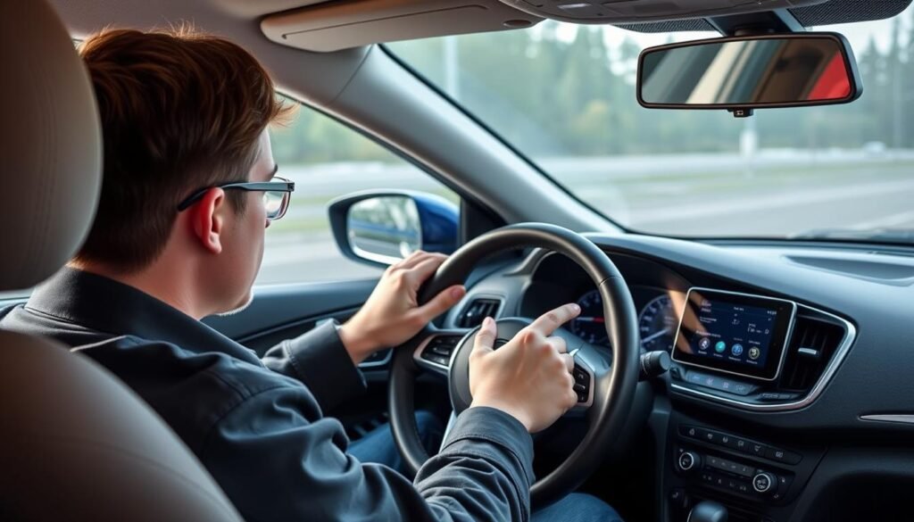 Driver using Yeelinkauto Android car multimedia player for navigation while driving Driver using Yeelinkauto Android car multimedia player for navigation while driving